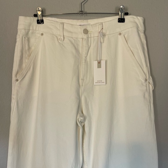 New! Good American Good 90s Relaxed Carpenter Jeans in Cloud White - 8/29 - Picture 5 of 7